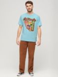 Superdry Neon Cotton T-Shirt, Kingfisher Blue Slub