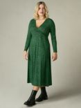 Live Unlimited Curve Spot Print Jersey Wrap Midi Dress, Green