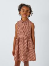 Caramel Kids' Penguin Geometric Print Dress, Orange