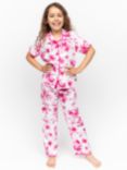 Minijammies Kids' Hailey Palm Print Pyjama Set, Pink/White