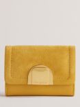 Ted Baker Imperia Lock Detail Fold Over Small Suede Purse, Dark Yellow