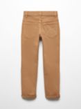 Mango Kids' Peru Seam Detail Straight Fit Trousers, Dark Brown