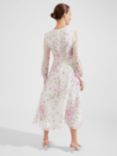 Hobbs Petite Skye Floral Print Silk Midi Dress, Ivory/Multi