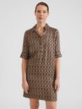 Hobbs Marciella Geometric Print Mini Dress, Black/Camel