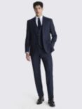 Moss Tailored Fit Wool Blend Check Performance Jacket, Navy