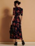 Jolie Moi Qaliyah Floral Print Mesh Wrap Maxi Dress, Navy/Multi