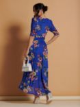 Jolie Moi Haizley Floral Print Mesh Maxi Dress, Royal Blue