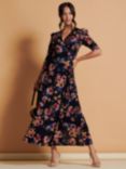 Jolie Moi Qaliyah Floral Print Wrap Maxi Dress, Pink/Multi
