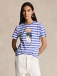 Polo Ralph Lauren Bear Graphic Stripe T-Shirt, Blue/Multi