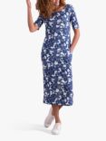 Celtic & Co. Organic Cotton Blend Button Back Dress, Blue Linear Floral