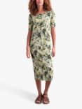 Celtic & Co. Linen & Cotton Blend Leaf Print Midi Dress, Multi