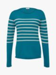 Celtic & Co. Fine Knit Merino Crew Neck Stripe Jumper, Icelandic