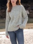 Celtic & Co. Donegal Cable Crew Jumper, Oatmeal Fleck