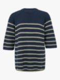 Celtic & Co. Breton Stripe Half Sleeve Jumper, Navy