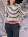 Celtic & Co. Organic Slub Cotton Crew Jumper, Oatmeal Stripe