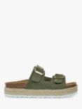 Celtic & Co. Double Buckle Suede Sliders, Olive