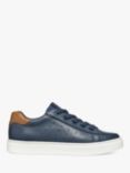 Geox Kids' Nashik Leather Blend Lace Up Trainers, Navy/Brown