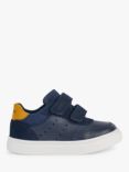 Geox Baby Nashik Leather Blend First Steps Trainers, Navy/Ochre