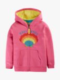 Frugi Kids' Switch Carbis Rainbow Shell Organic Cotton Hoodie, Hibiscus/Multi