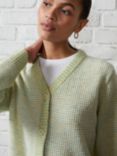 Great Plains Pointelle Wool Blend Knit Cardigan, White Lemongrass