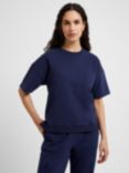 Great Plains Peached Cotton Blend Short Sleeve Sweatshirt, Summer Navy