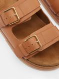 HUSH Bryson Buckle Leather Slider Sandals, Tan