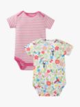 Frugi Baby Super Special Tropical Birds & Stripe Organic Cotton Bodysuits, Pack of 2, Multi