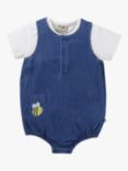 Frugi Baby Cadgwith Organic Cotton Romper Outfit, Chambray