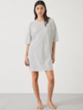 HUSH Ezra Striped Linen Blend Jersey Nightdress, Ecru/Navy