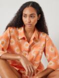 HUSH Jaylin Boxy Fit Sunrays Print Shirt and Shorts Pyjamas, Orange