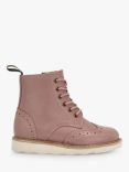 Young Soles Kids' Sidney Leather Brogue Boots, Rose