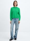 Mango Tortu Round Neck Knitted Jumper, Green