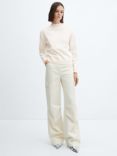 Mango Guita High Neck Fine Knit Jumper, Cream