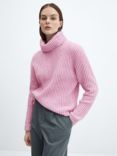 Mango Puri Turtleneck Knitted Jumper, Pink