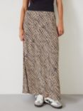 HUSH Katie Bias Cut Abstract Print Maxi Skirt, Neutral/Black