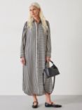 HUSH Aida Stripe Midi Shirt Dress, Black/White