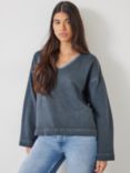 HUSH Ellison Contrast Stitch Sweatshirt, Dark Grey