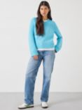 HUSH Marra High V-Neck Wool Blend Jumper, Light Blue