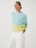 HUSH Manuela Mohair Blend Jumper, Blue/Yellow Ombre