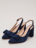 Phase Eight Suede Bow Detail Slingback Court Shoes, Navy