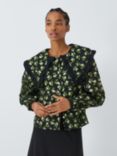 Sister Jane Dream Floral Jacquard Statement Collar Shirt, Black/Multi