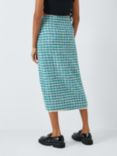 Sister Jane Dream Check Tweed Midi Skirt, Turquoise/Multi