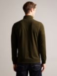 Ted Baker Tolti Quilted Jersey Half Zip Long Sleeve Top, Green Khaki
