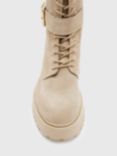 AllSaints Onyx Buckle Detail Suede Lace-Up Ankle Boots, Sand