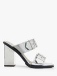 AllSaints Camille Metallic Leather Buckle Strap Mules