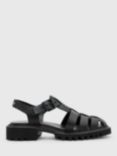AllSaints Nessa Leather Buckle Sandals, Black