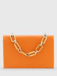 AllSaints Yua Leather Clutch Bag, Pyrole Orange