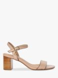 Dune Wide Fit Jelly Leather Block Heel Sandals, Blush