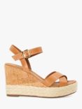 Dune Kindest Leather Cross Strap Wedge Sandals