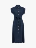Celtic & Co. Linen Button Through Shirt Midi Dress, Dark Navy